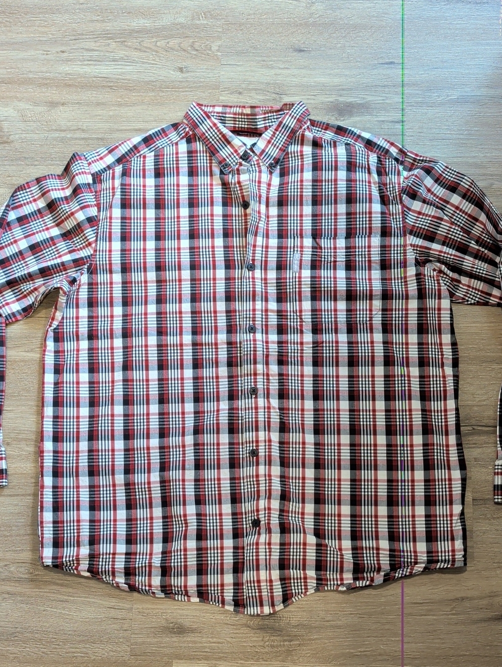 Columbia Men's Red and White Plaid Button-Down Shirt